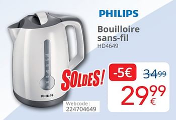 Promotions Philips bouilloire sans-fil hd4649 - Philips - Valide de 03/01/2019 à 31/01/2019 chez Eldi