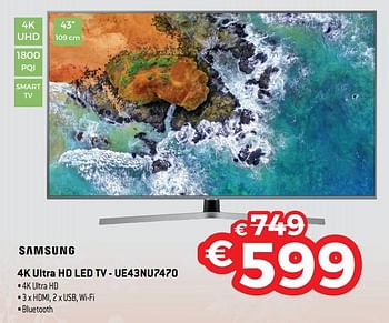 Promoties Samsung 4k ultra hd led tv - ue43nu7470 - Samsung - Geldig van 03/01/2019 tot 31/01/2019 bij Exellent