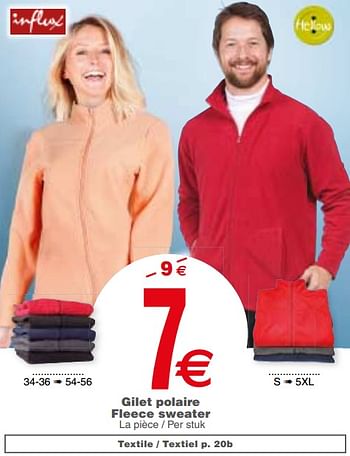 Promoties Gilet polaire fleece sweater - INFLUX - Geldig van 08/01/2019 tot 21/01/2019 bij Cora