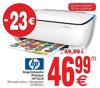 Promotions Hp imprimante printer hp3639 - HP - Valide de 08/01/2019 à 21/01/2019 chez Cora