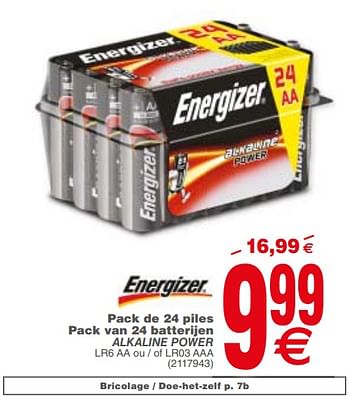 Promoties Pack de 24 piles pack van 24 batterijen - Energizer - Geldig van 08/01/2019 tot 21/01/2019 bij Cora