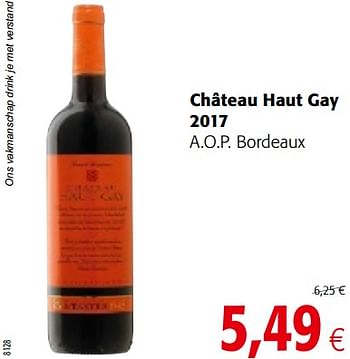 Promoties Château haut gay 2017 a.o.p. bordeaux - Rode wijnen - Geldig van 02/01/2019 tot 15/01/2019 bij Colruyt
