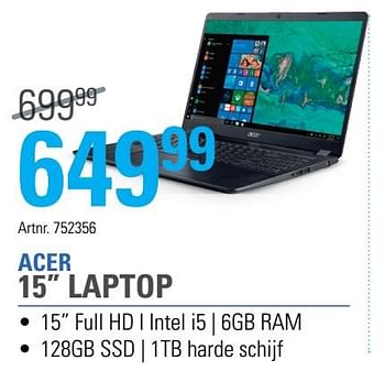 Promoties Acer 15 laptop - Acer - Geldig van 03/01/2019 tot 01/02/2019 bij Auva