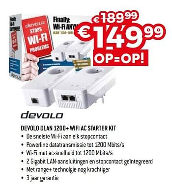 Promoties Devolo dlan 1200+ wifi ac starter kit - Devolo - Geldig van 03/01/2019 tot 31/01/2019 bij Exellent
