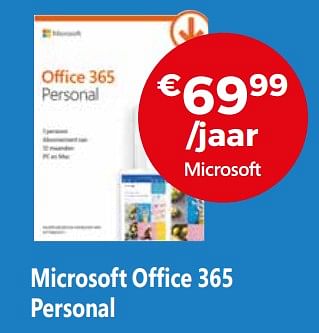 Promoties Microsoft office 365 personal - Microsoft - Geldig van 03/01/2019 tot 31/01/2019 bij Exellent