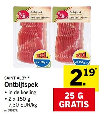 Promoties Ontbijtspek - Saint Alby - Geldig van 14/01/2019 tot 19/01/2019 bij Lidl