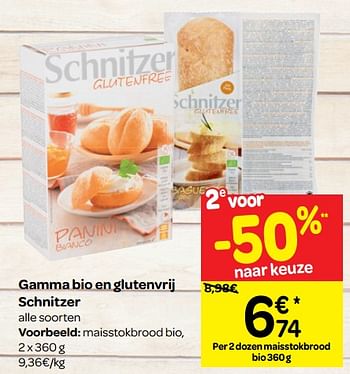 Promoties Maisstokbrood bio - Schnitzer - Geldig van 09/01/2019 tot 21/01/2019 bij Carrefour