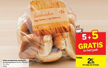 Promoties Witte sandwiches met boter - Huismerk - Carrefour  - Geldig van 09/01/2019 tot 21/01/2019 bij Carrefour