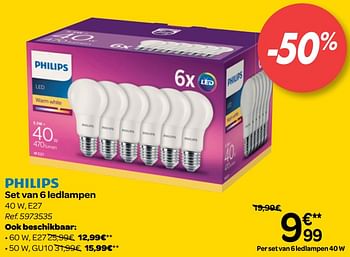 Promoties Philips set van 6 ledlampen - Philips - Geldig van 09/01/2019 tot 21/01/2019 bij Carrefour