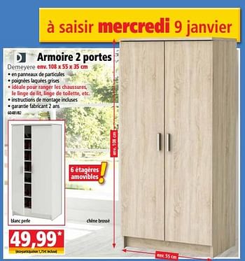 Promoties Armoire 2 portes - Demeyere - Geldig van 09/01/2019 tot 15/01/2019 bij Norma