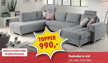 Promoties Hoeksalon in stof - Huismerk - MS Meubelshopping 2000 - Geldig van 01/01/2019 tot 31/01/2019 bij MS Wonen