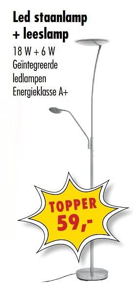 Promoties Led staanlamp + leeslamp - Huismerk - MS Meubelshopping 2000 - Geldig van 01/01/2019 tot 31/01/2019 bij MS Wonen