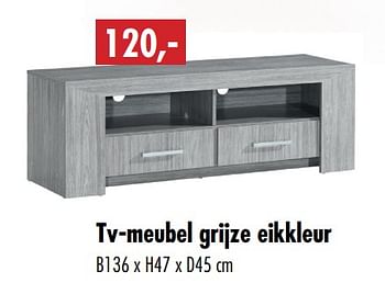 Promoties Tv-meubel grijze eikkleur - Huismerk - MS Meubelshopping 2000 - Geldig van 01/01/2019 tot 31/01/2019 bij MS Wonen