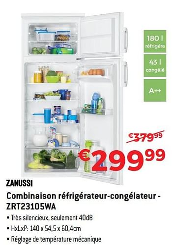 Promotions Zanussi combinaison réfrigérateur-congélateur - zrt23105wa - Zanussi - Valide de 03/01/2019 à 31/01/2019 chez Exellent