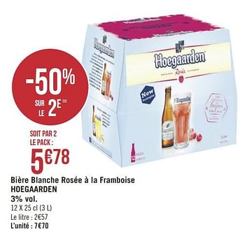 Promotions Bière blanche rosée à la framboise hoegaarden - Hoegaarden - Valide de 09/01/2019 à 20/01/2019 chez Géant Casino