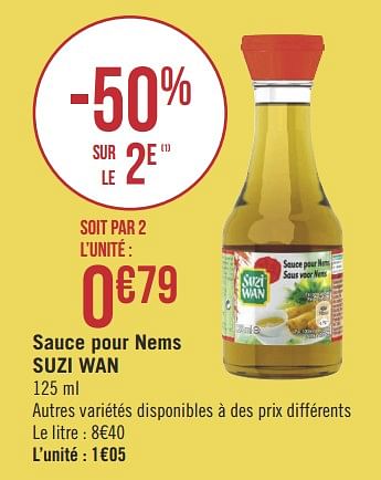 Promoties Sauce pour nems suzi wan - Suzi Wan - Geldig van 09/01/2019 tot 20/01/2019 bij Géant Casino