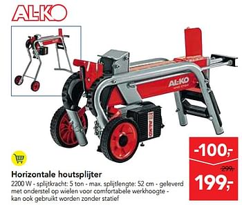Promoties Al-ko horizontale houtsplijter - Al-Ko - Geldig van 16/01/2019 tot 29/01/2019 bij Makro