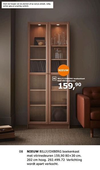 Dekking Paard regionaal Huismerk - Ikea Nieuw billy-oxberg boekenkast met vitrinedeuren - Promotie  bij Ikea