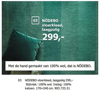 Promotions Nödebo vloerkleed, laagpolig - Produit maison - Ikea - Valide de 23/11/2018 à 31/07/2019 chez Ikea