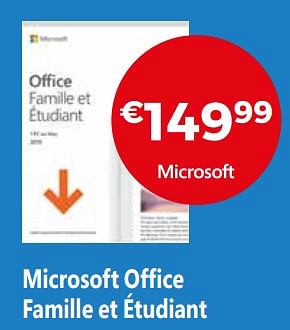 Promotions Microsoft office famille et étudiant - Microsoft - Valide de 03/01/2019 à 31/01/2019 chez Exellent