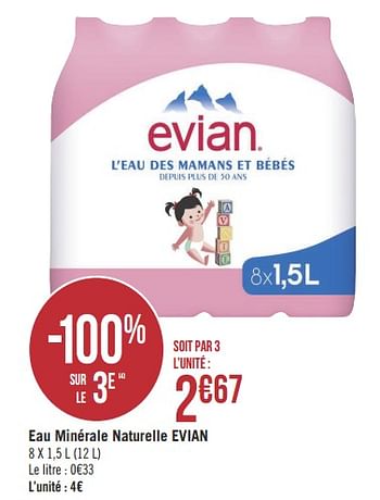 Promotions Eau minérale naturelle evian - Evian - Valide de 08/01/2019 à 03/02/2019 chez Géant Casino