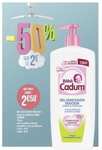 Cadum Gel Sans Savon Douceur Corps Cheveux Bebe Cadum En Promotion Chez Geant Casino