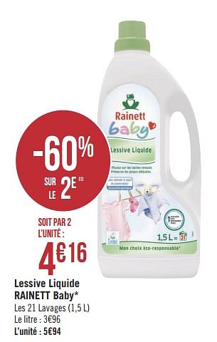 Promotion Geant Casino Lessive Liquide Rainett Baby Rainett Menage Valide Jusqua 4 Promobutler