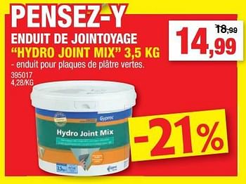 Promotions Enduit de jointoyage hydro joint mix - Gyproc - Valide de 09/01/2019 à 20/01/2019 chez Hubo