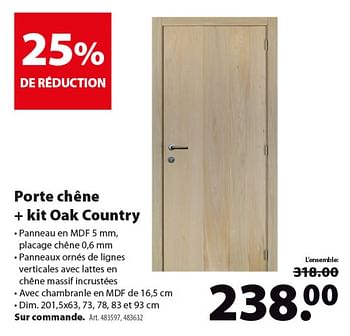 Promotions Porte chêne + kit oak country - Produit maison - Gamma - Valide de 16/01/2019 à 28/01/2019 chez Gamma