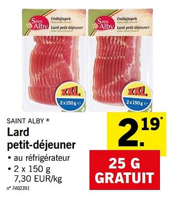 Promotions Lard petit-déjeuner - Saint Alby - Valide de 14/01/2019 à 19/01/2019 chez Lidl