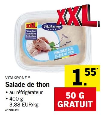 Promotions Salade de thon - Vitakrone - Valide de 14/01/2019 à 19/01/2019 chez Lidl