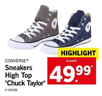 Promotions Sneakers high top chuck taylor - Converse - Valide de 14/01/2019 à 19/01/2019 chez Lidl