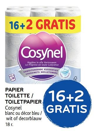 Promoties Papier toilette - Cosynel - Geldig van 16/01/2019 tot 29/01/2019 bij Alvo
