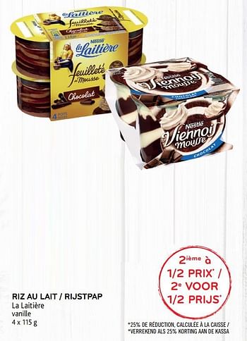 Promotions Riz au lait laitière vanille - Nestlé - Valide de 16/01/2019 à 29/01/2019 chez Alvo