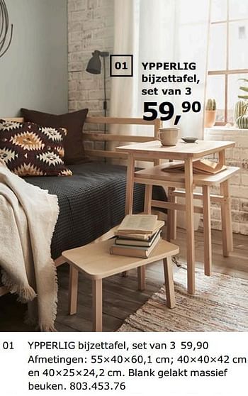 Promoties Ypperlig bijzettafel, set van 3 - Huismerk - Ikea - Geldig van 23/11/2018 tot 31/07/2019 bij Ikea