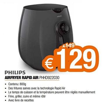 Promoties Philips airfryer rapid air phhd922030 - Philips - Geldig van 03/01/2019 tot 31/01/2019 bij Expert