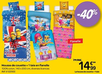 Promotions Housse de couette + 1 taie en flanelle - Produit maison - Carrefour  - Valide de 09/01/2019 à 21/01/2019 chez Carrefour