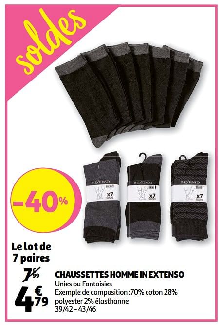 Chaussettes in best sale extenso homme