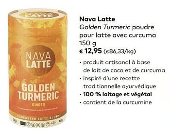Promotions Nava latte golden turmeric poudre pour latte avec curcuma - Produit maison - Bioplanet - Valide de 02/01/2019 à 05/02/2019 chez Bioplanet