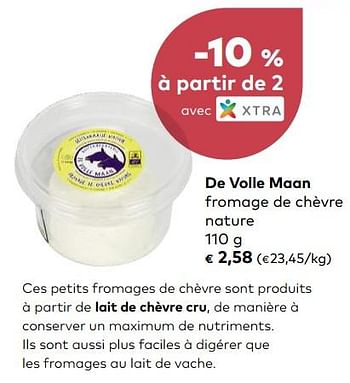 Promotions De volle maan fromage de chèvre nature - De Volle Maan - Valide de 02/01/2019 à 05/02/2019 chez Bioplanet