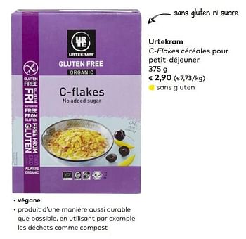 Promotions Urtekram c-flakes céréales pour petit-déjeuner - Urtekram - Valide de 02/01/2019 à 05/02/2019 chez Bioplanet