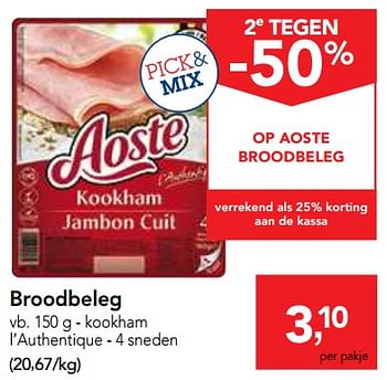 Promoties Broodbeleg kookham - Aoste - Geldig van 16/01/2019 tot 29/01/2019 bij Makro