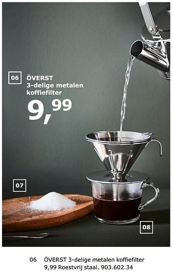 Promoties Överst 3-delige metalen koffiefilter - Huismerk - Ikea - Geldig van 23/11/2018 tot 31/07/2019 bij Ikea