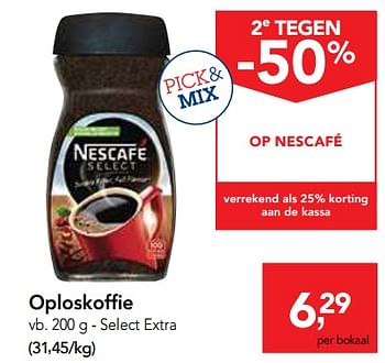 Promoties Oploskoffie select extra - Nescafe - Geldig van 16/01/2019 tot 29/01/2019 bij Makro