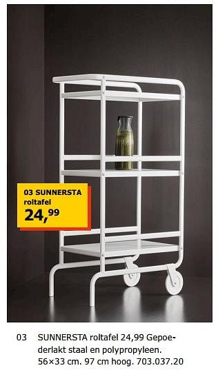 Promoties Sunnersta roltafel - Huismerk - Ikea - Geldig van 23/11/2018 tot 31/07/2019 bij Ikea
