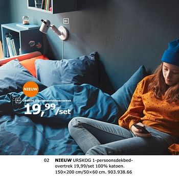 Promoties Urskog 1 -persoonsdekbedovertrek - Huismerk - Ikea - Geldig van 23/11/2018 tot 31/07/2019 bij Ikea