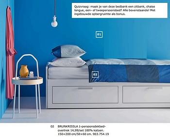 Promoties Brunkrissla 1-persoonsdekbedovertrek - Huismerk - Ikea - Geldig van 23/11/2018 tot 31/07/2019 bij Ikea