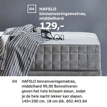 Promoties Hafslo binnenveringsmatras, middelhard - Huismerk - Ikea - Geldig van 23/11/2018 tot 31/07/2019 bij Ikea