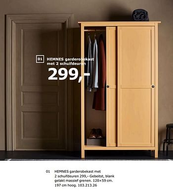 Huismerk - Ikea Hemnes garderobekast met 2 schuifdeuren Promotie bij
