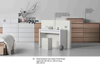 Promoties Malm ladekast met 4 lades - Huismerk - Ikea - Geldig van 23/11/2018 tot 31/07/2019 bij Ikea